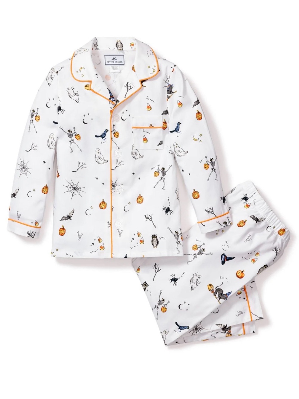Petite Plume Kids Unisex Twill Halloween Pajama Set in Trick or Treat - Size 8